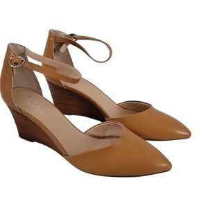 Franco Sarto Fayth Ankle Strap Leather Pumps Wedges Danfals Shoes